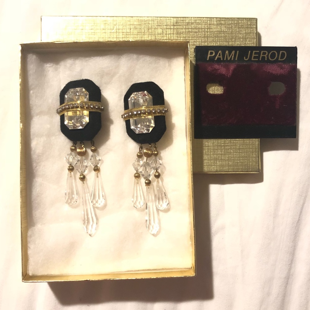 Vintage Pami Jerod Crystal Clip On Earrings - Picture 2 of 4